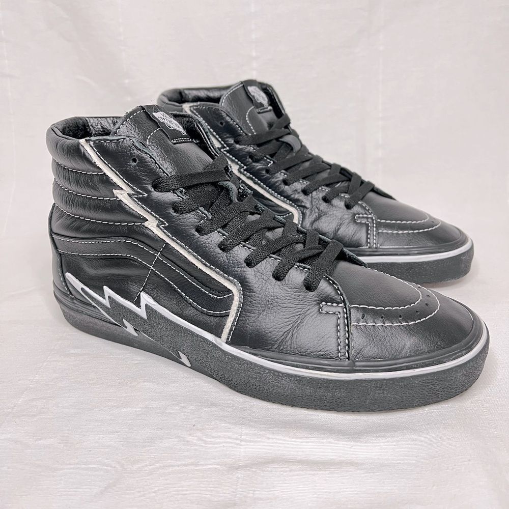Vans SK8 HI Bolt Mens black leather shoes, size 10.5